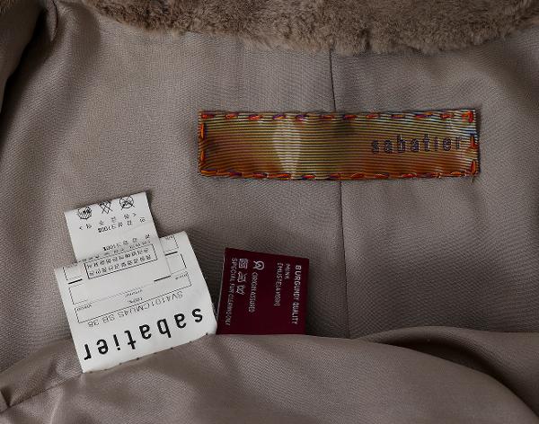 사바띠에 코펜하겐 터널 카라 박시 민소매 밍크 숏코트 베이지 38