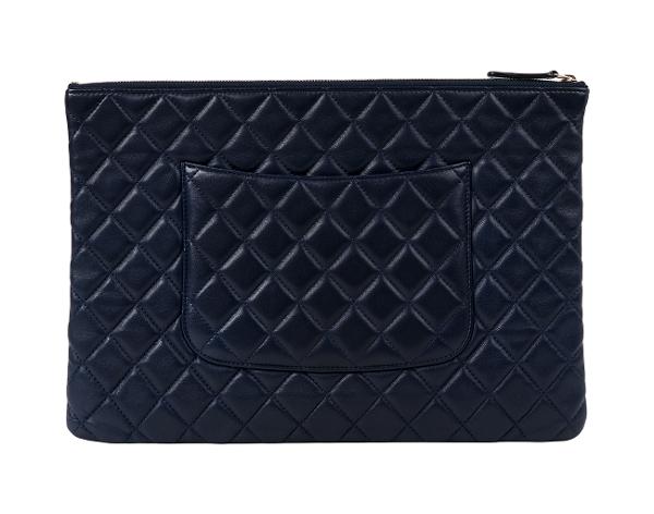 샤넬 클래식 클러치 라지 네이비 샴페인골드