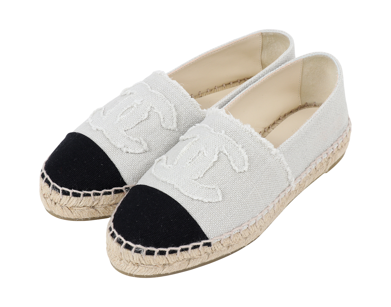 샤넬 린넨 에스파듀 베이지 블랙 36