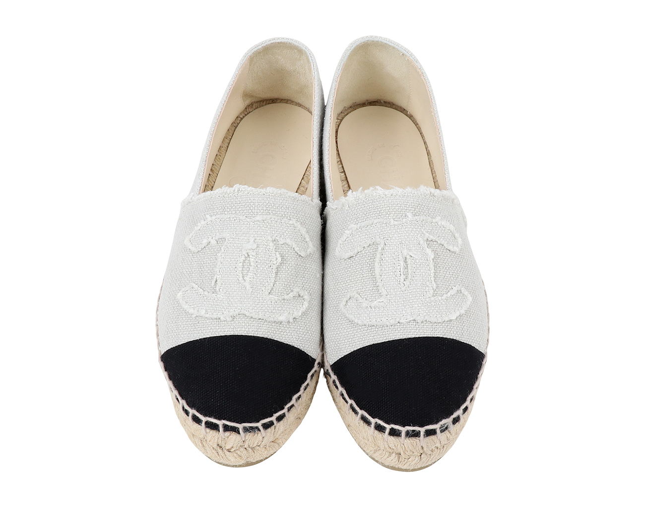 샤넬 린넨 에스파듀 베이지 블랙 36