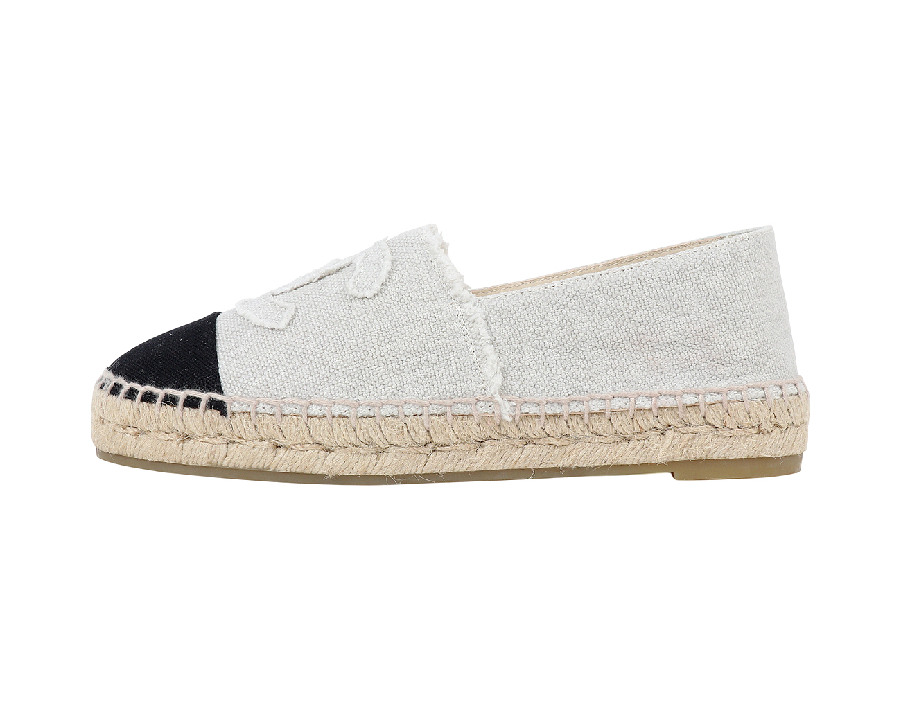 샤넬 린넨 에스파듀 베이지 블랙 36