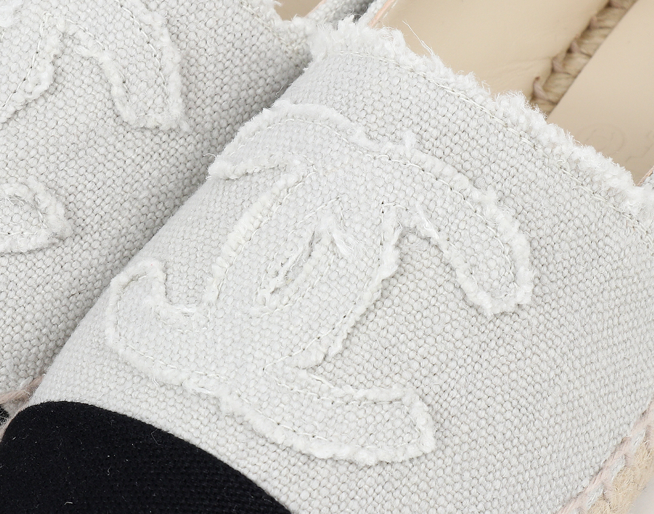 샤넬 린넨 에스파듀 베이지 블랙 36