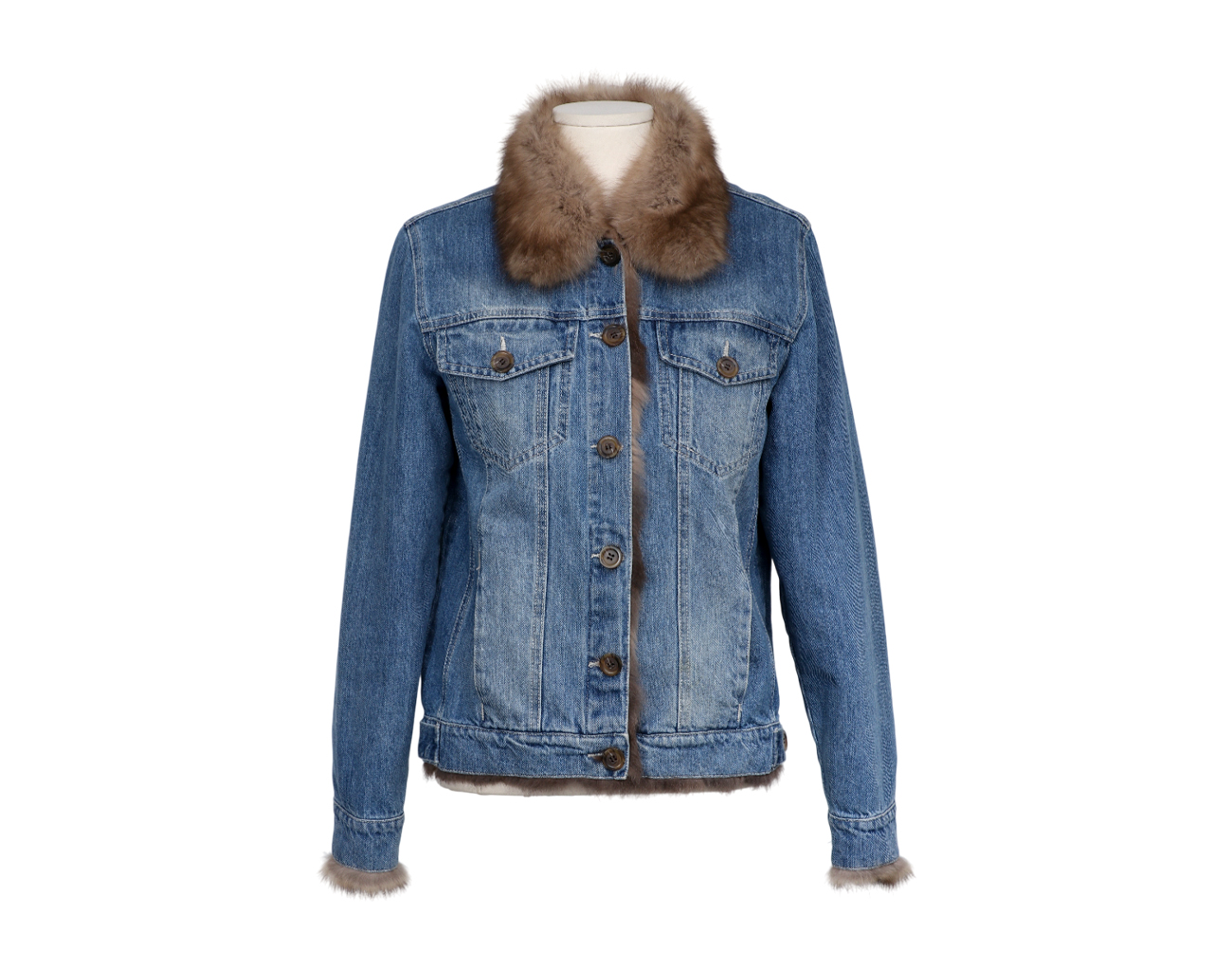 시모네타 라비짜 데님 세이블 재킷 블루 브라운 38