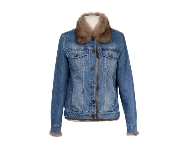 시모네타 라비짜 데님 세이블 재킷 블루 브라운 38