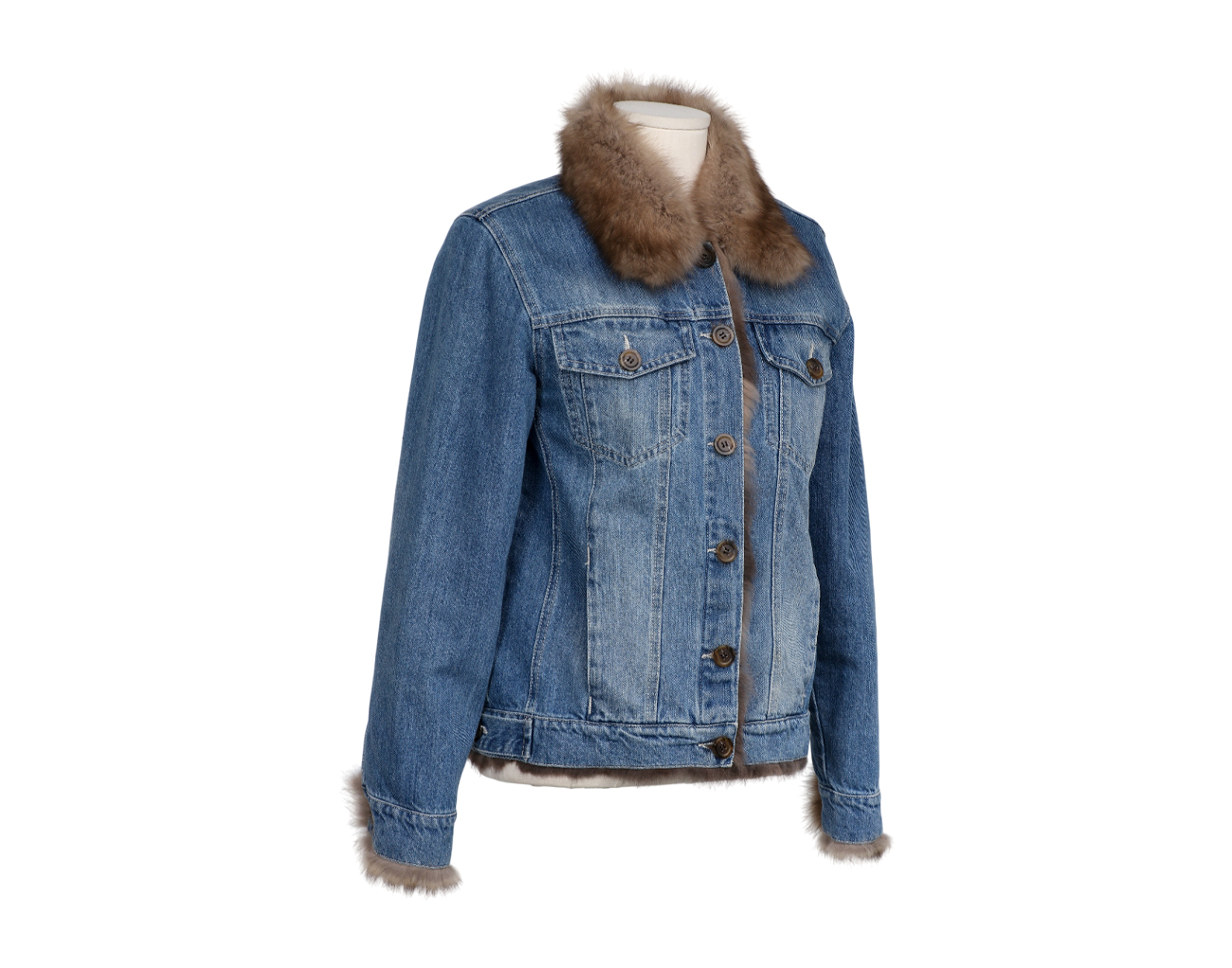 시모네타 라비짜 데님 세이블 재킷 블루 브라운 38