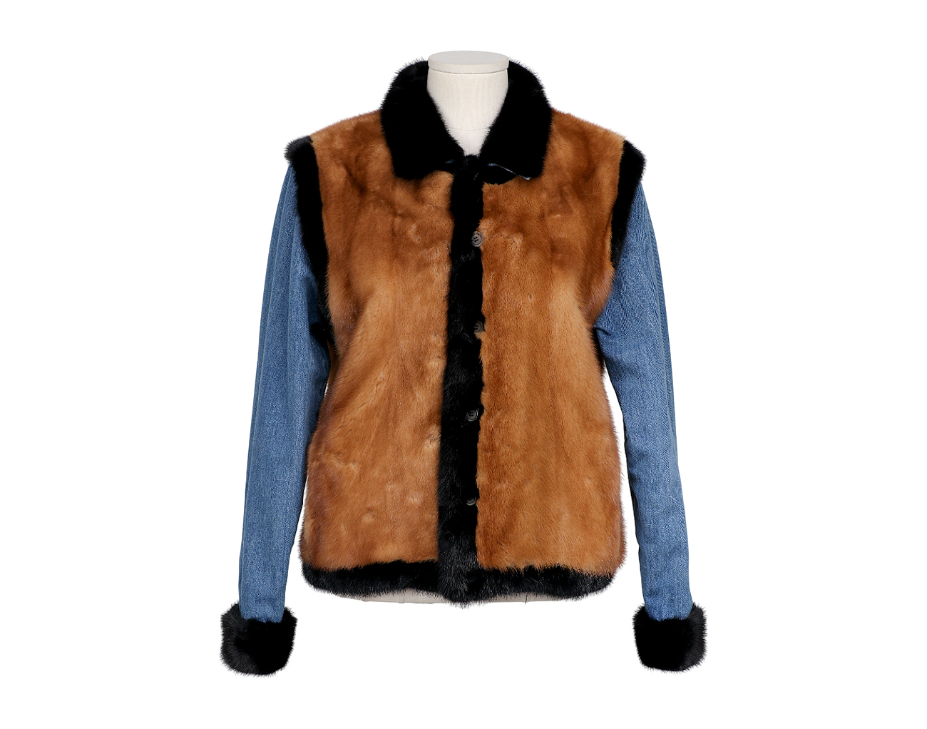 시모네타 라비짜 리버시블 데님 밍크 재킷 블루 블랙 브라운 38