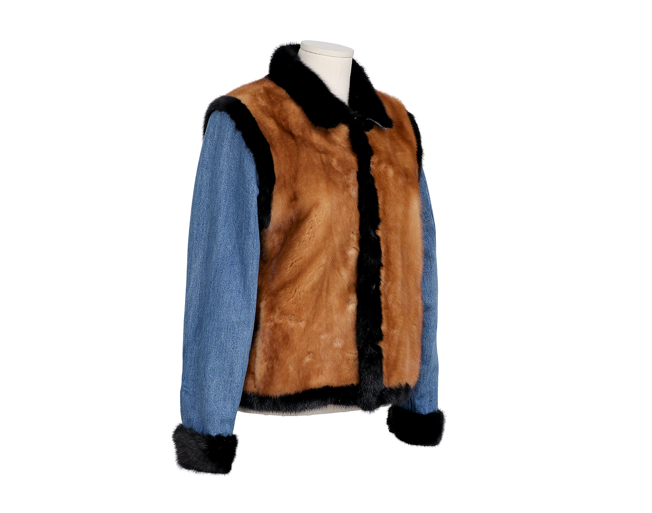 시모네타 라비짜 리버시블 데님 밍크 재킷 블루 블랙 브라운 38