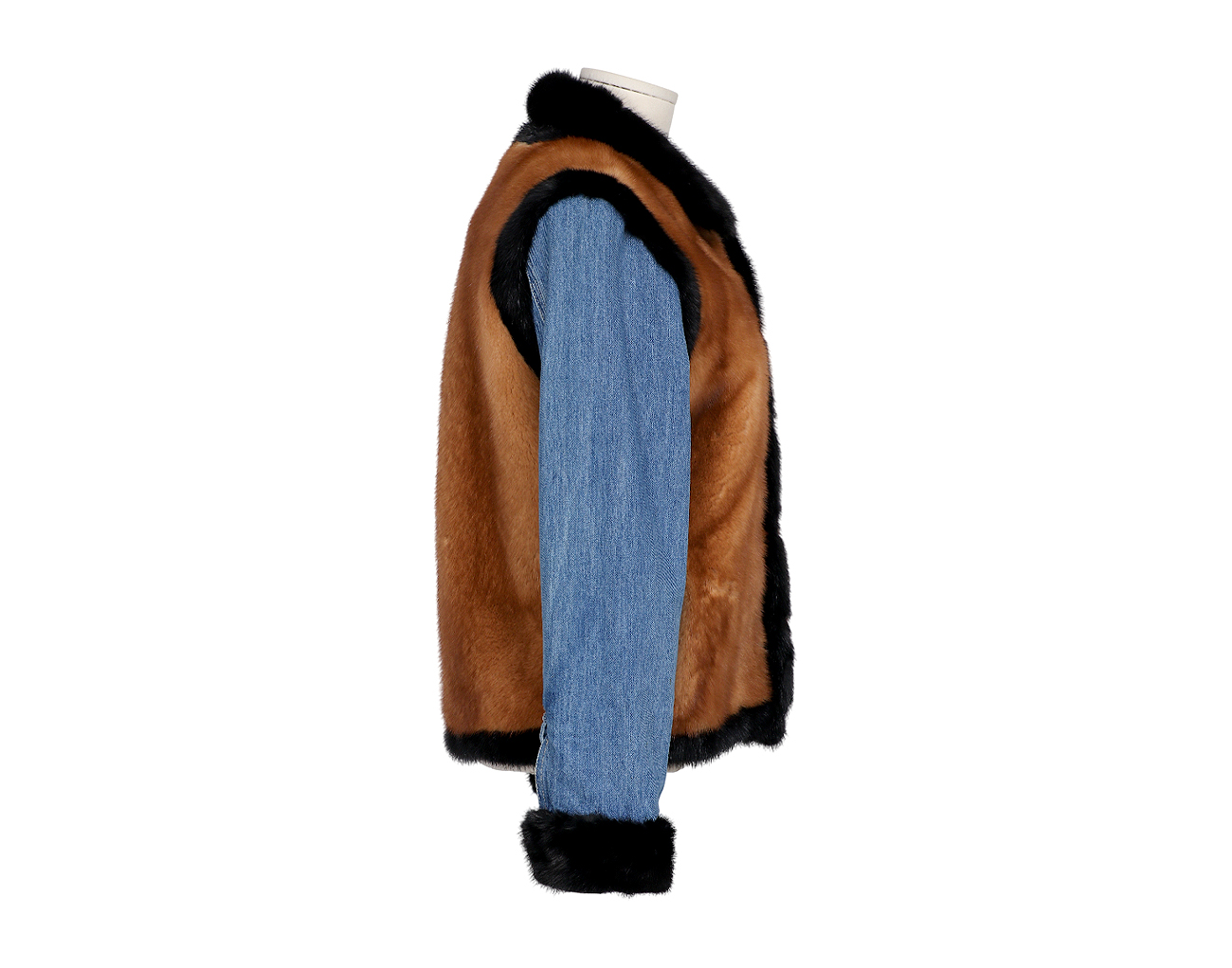 시모네타 라비짜 리버시블 데님 밍크 재킷 블루 블랙 브라운 38
