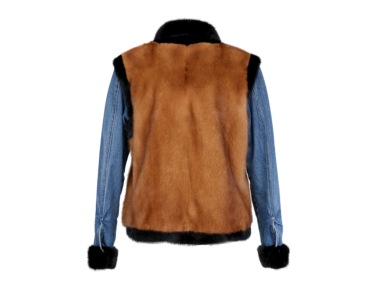 시모네타 라비짜 리버시블 데님 밍크 재킷 블루 블랙 브라운 38