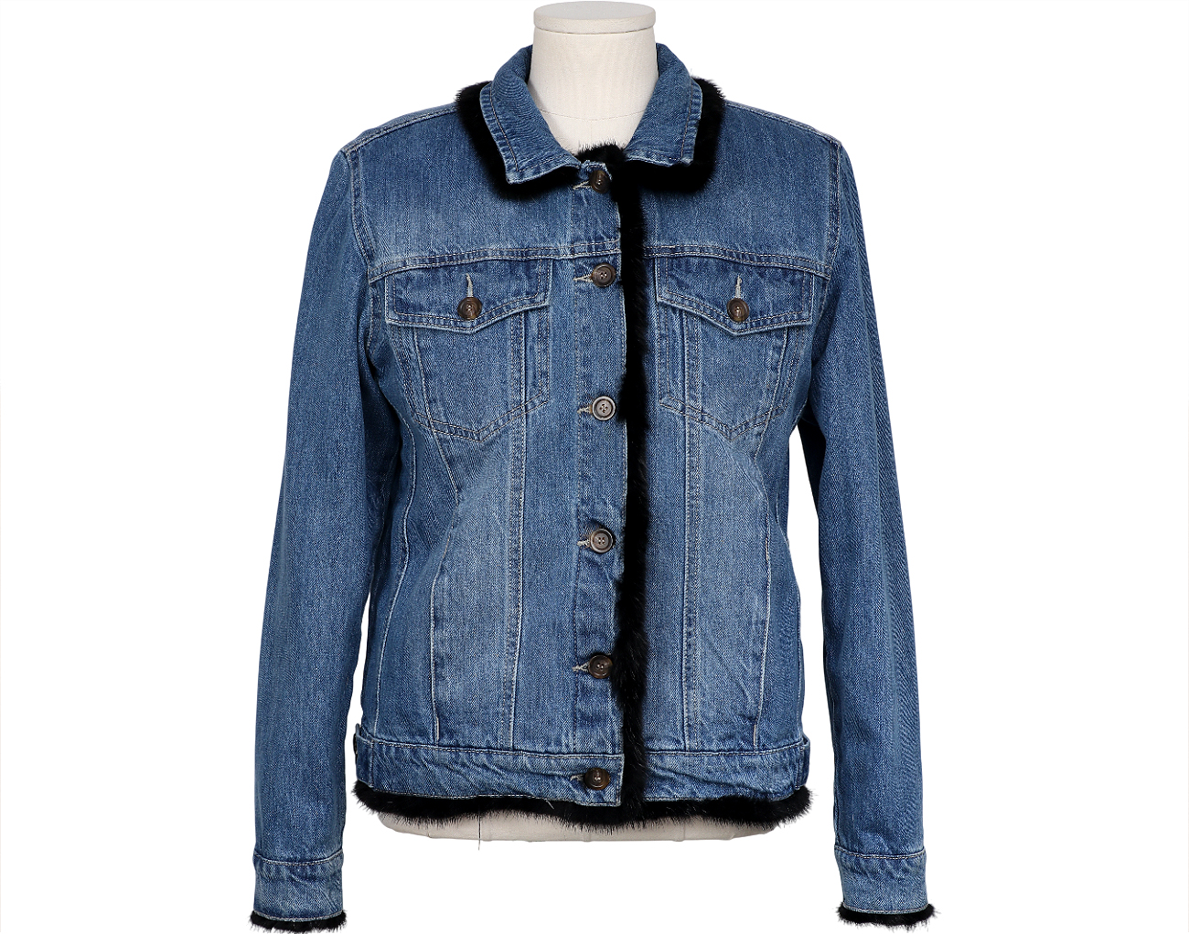 시모네타 라비짜 리버시블 데님 밍크 재킷 블루 블랙 브라운 38