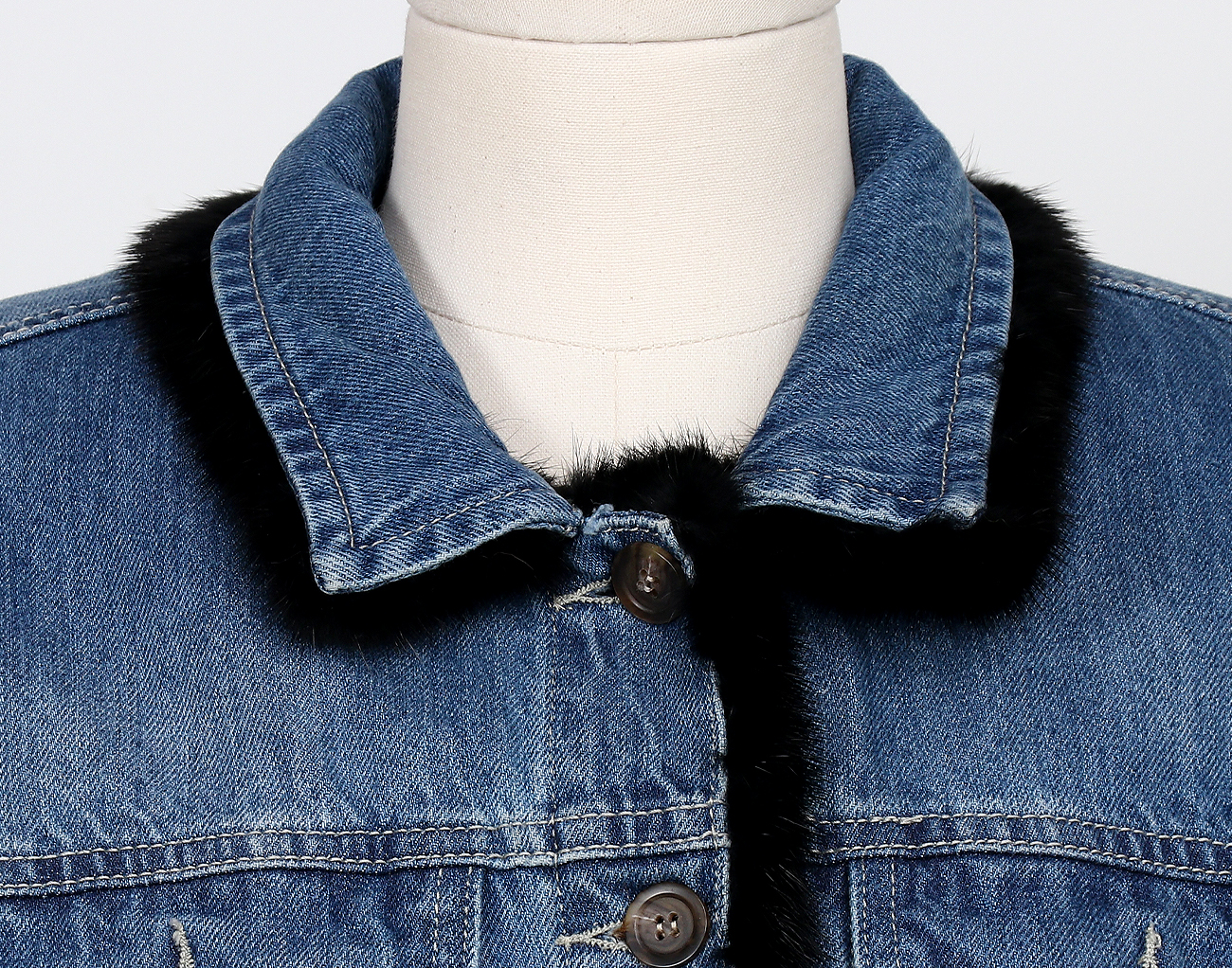 시모네타 라비짜 리버시블 데님 밍크 재킷 블루 블랙 브라운 38