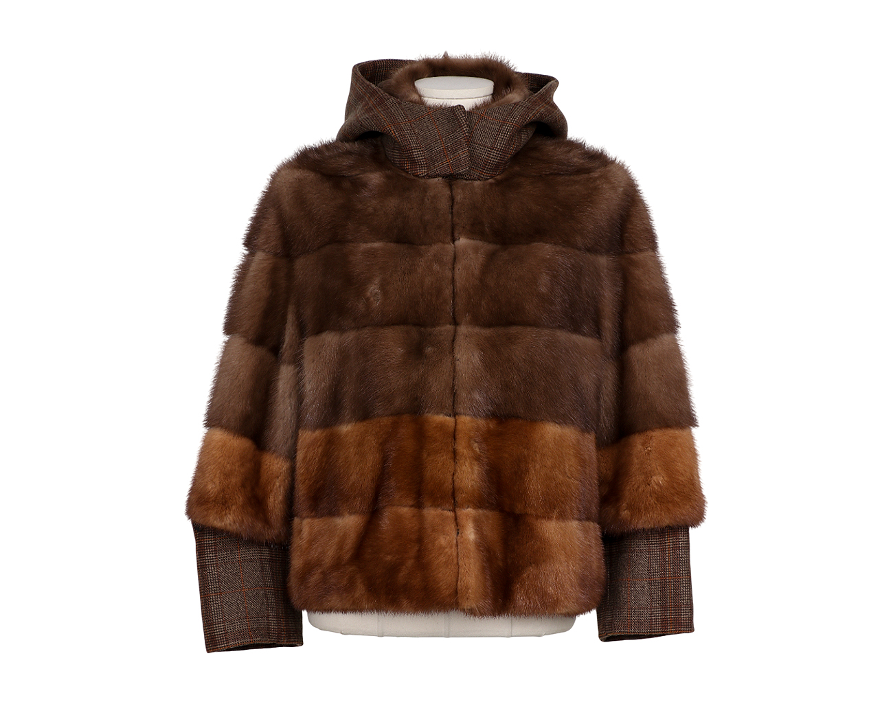 블랑샤 후드 밍크 재킷 브라운 38