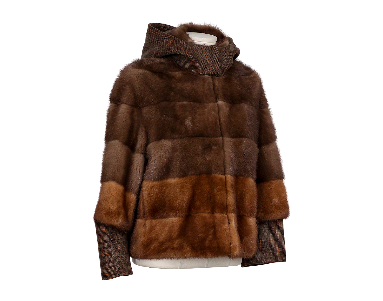블랑샤 후드 밍크 재킷 브라운 38