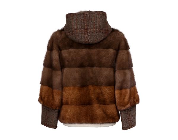 블랑샤 후드 밍크 재킷 브라운 38