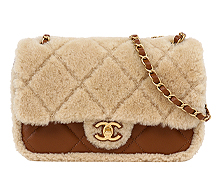 샤넬 시어링 플랩백 베이지 브라운 금장