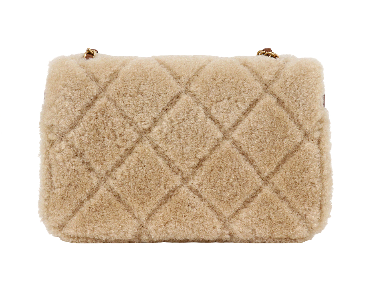 샤넬 시어링 플랩백 베이지 브라운 금장