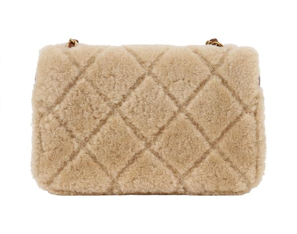 샤넬 시어링 플랩백 베이지 브라운 금장