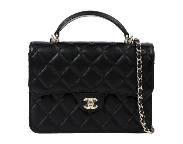 샤넬 탑핸들 스쿨백팩 블랙 샴페인골드