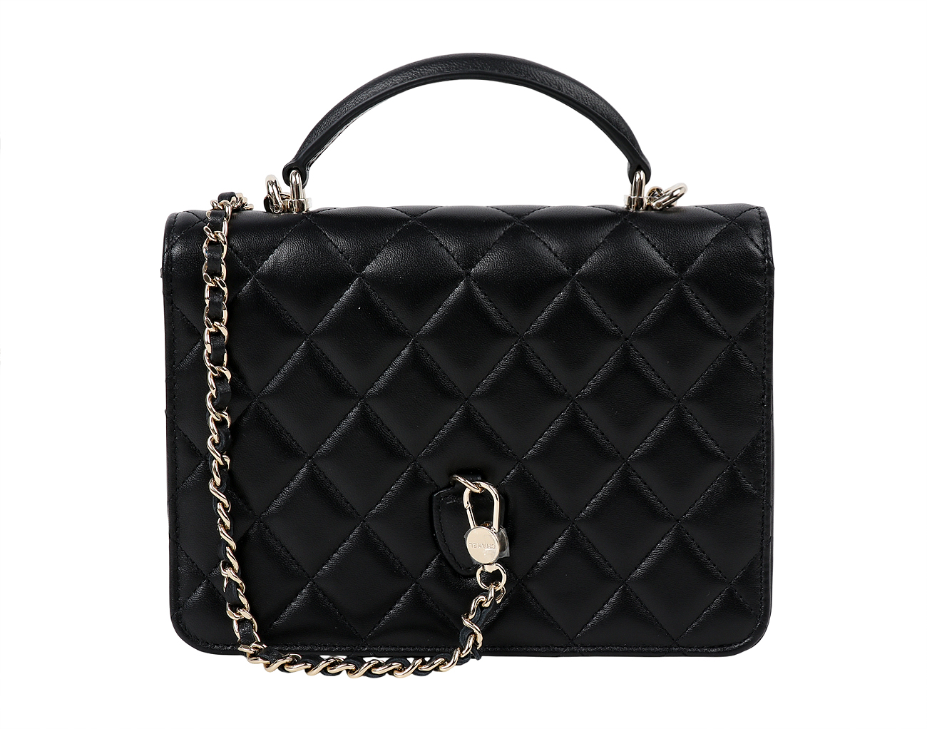 샤넬 탑핸들 스쿨백팩 블랙 샴페인골드