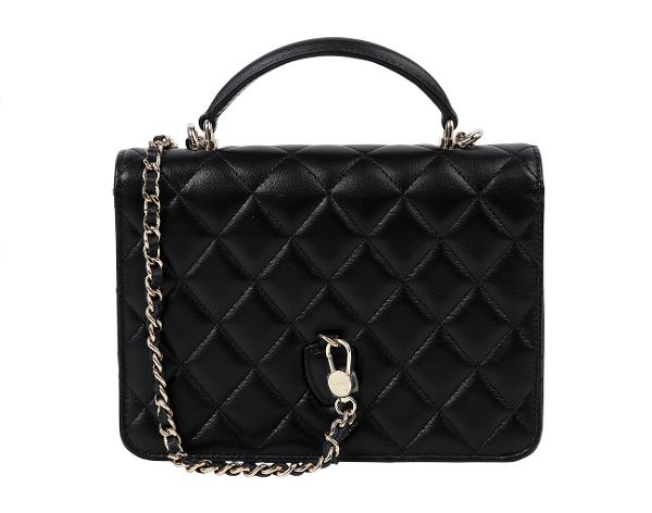 샤넬 탑핸들 스쿨백팩 블랙 샴페인골드