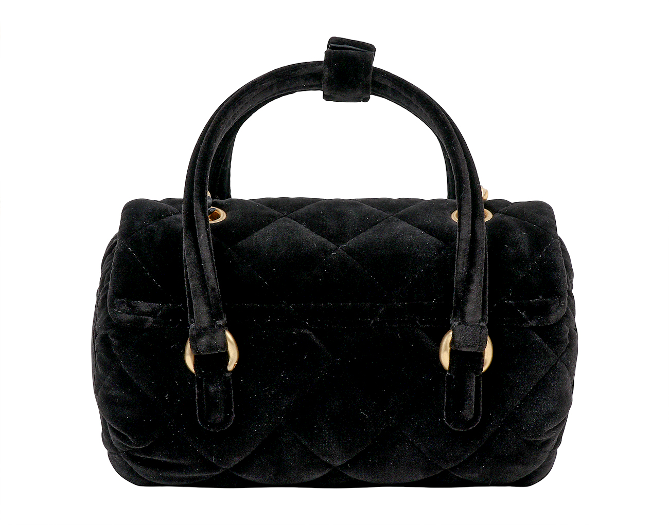 샤넬 벨벳 탑핸들 볼링 플랩백 블랙 빈티지금장