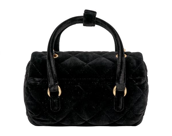 샤넬 벨벳 탑핸들 볼링 플랩백 블랙 빈티지금장