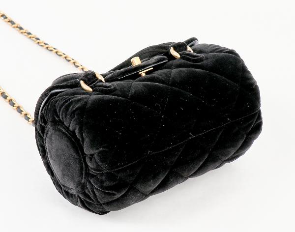 샤넬 벨벳 탑핸들 볼링 플랩백 블랙 빈티지금장