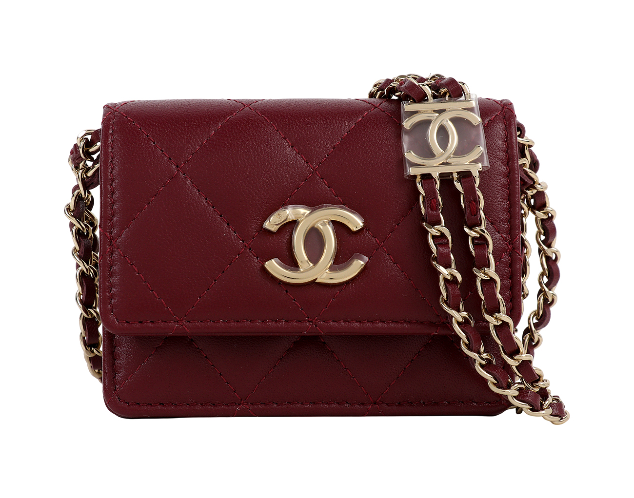 샤넬 미니 WOC 버건디 금장