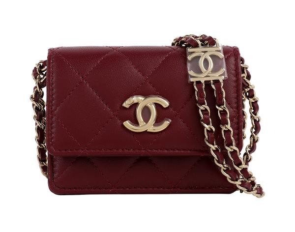 샤넬 미니 WOC 버건디 금장
