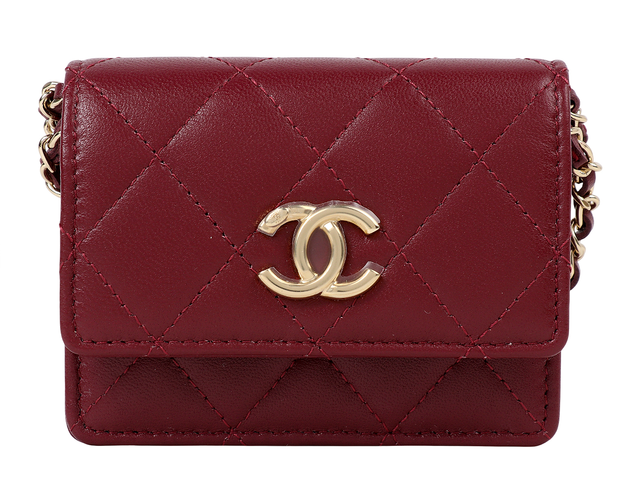 샤넬 미니 WOC 버건디 금장