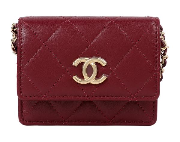 샤넬 미니 WOC 버건디 금장