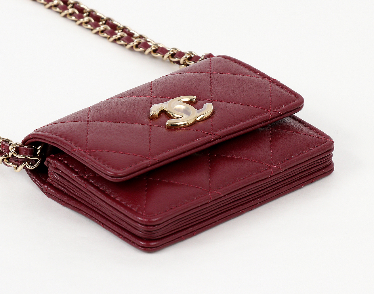 샤넬 미니 WOC 버건디 금장