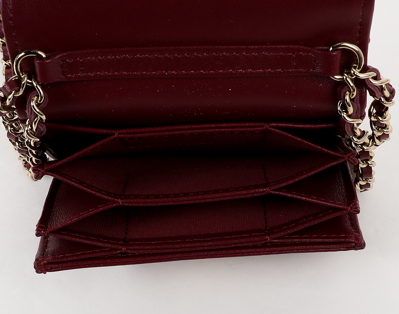 샤넬 미니 WOC 버건디 금장