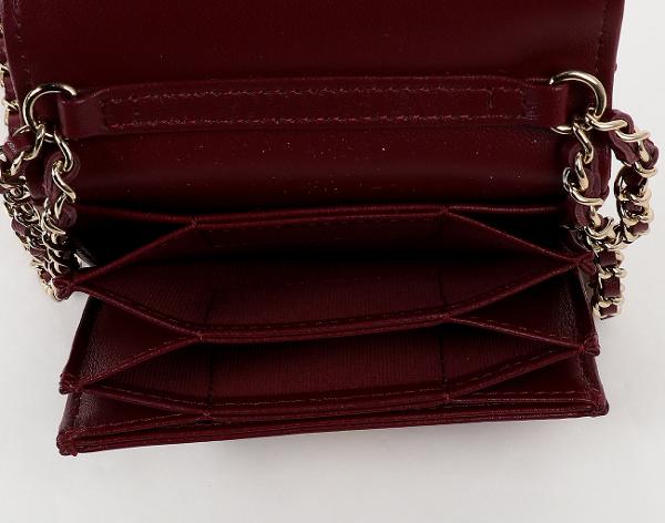 샤넬 미니 WOC 버건디 금장