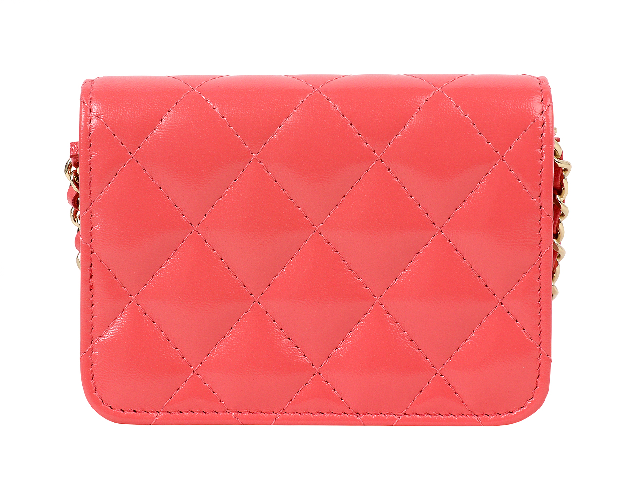 샤넬 미니 체인 플랩백 코랄 금장