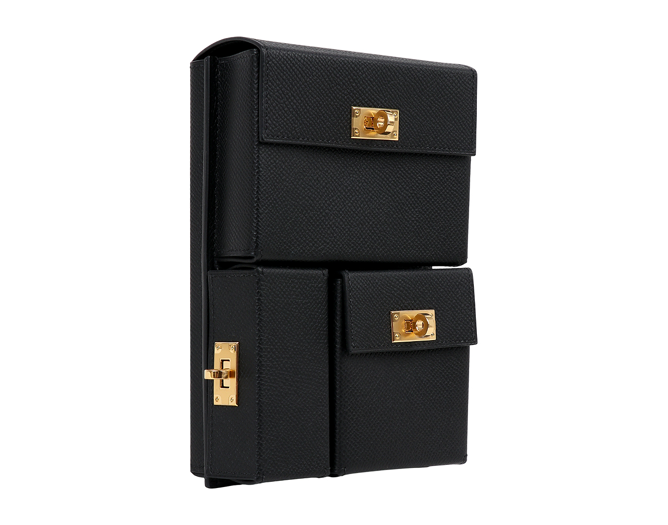 에르메스 켈리 멀티포켓 투고 파우치 블랙 금장 W