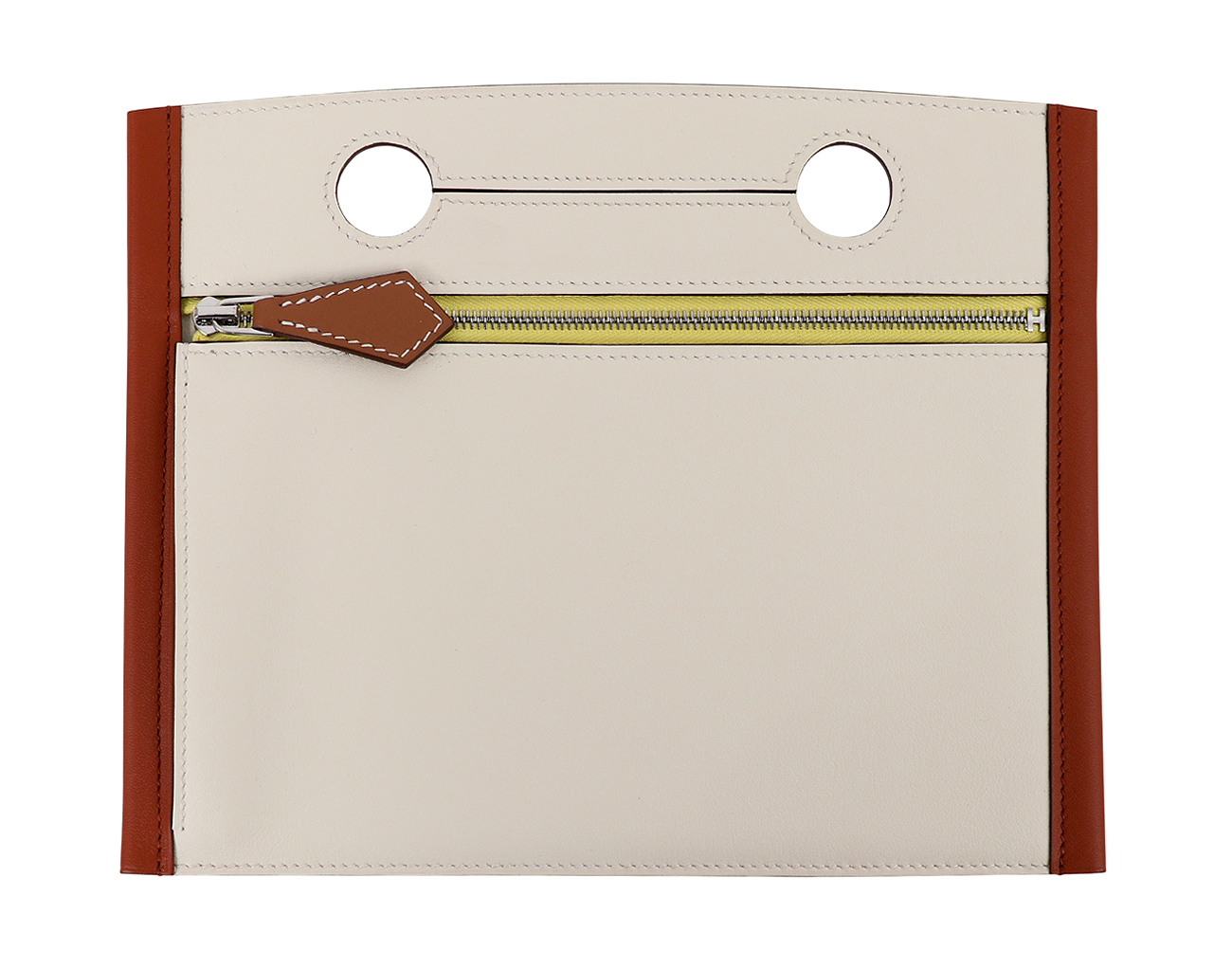 에르메스 컬러매틱 백포켓 파우치 30 나타 뀌브르 라임 은장 U