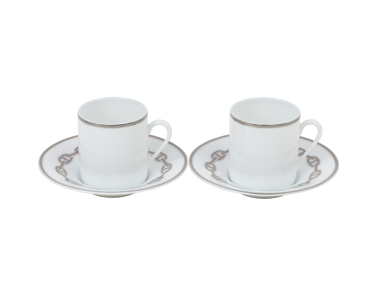 에르메스 샹달 플래티넘 커피 컵 앤 소서 Set