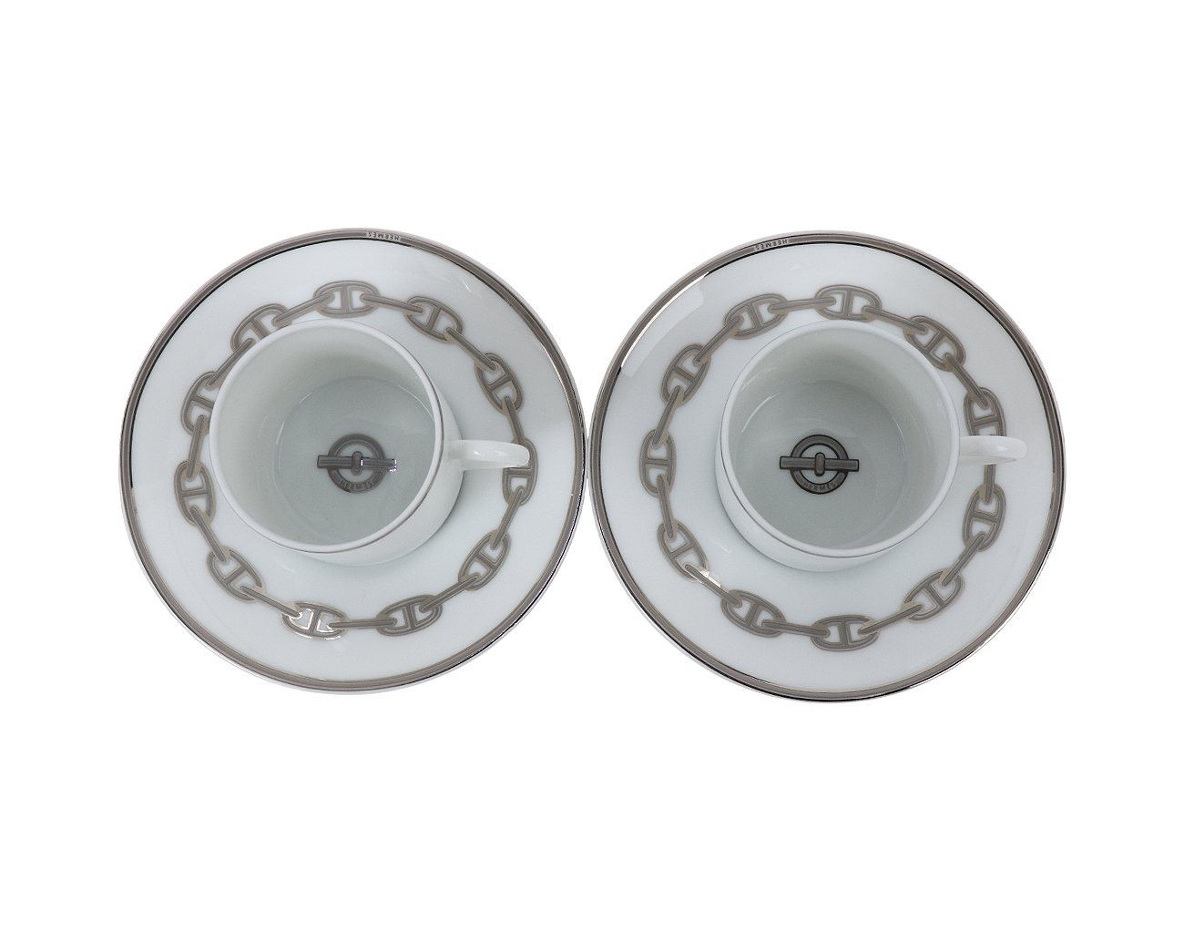 에르메스 샹달 플래티넘 커피 컵 앤 소서 Set