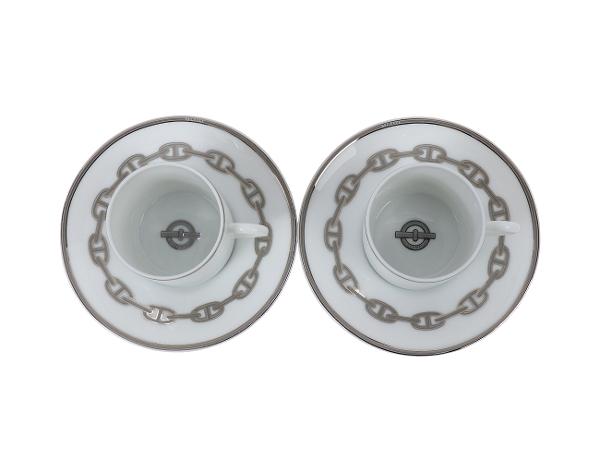 에르메스 샹달 플래티넘 커피 컵 앤 소서 Set