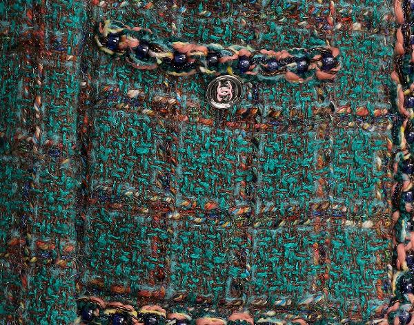 샤넬 트위드 재킷 다크 그린 브라운 블루 36