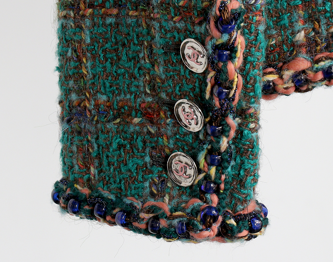 샤넬 트위드 재킷 다크 그린 브라운 블루 36