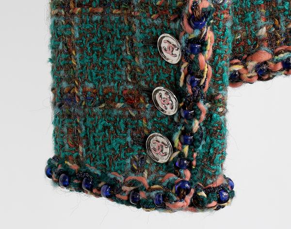 샤넬 트위드 재킷 다크 그린 브라운 블루 36