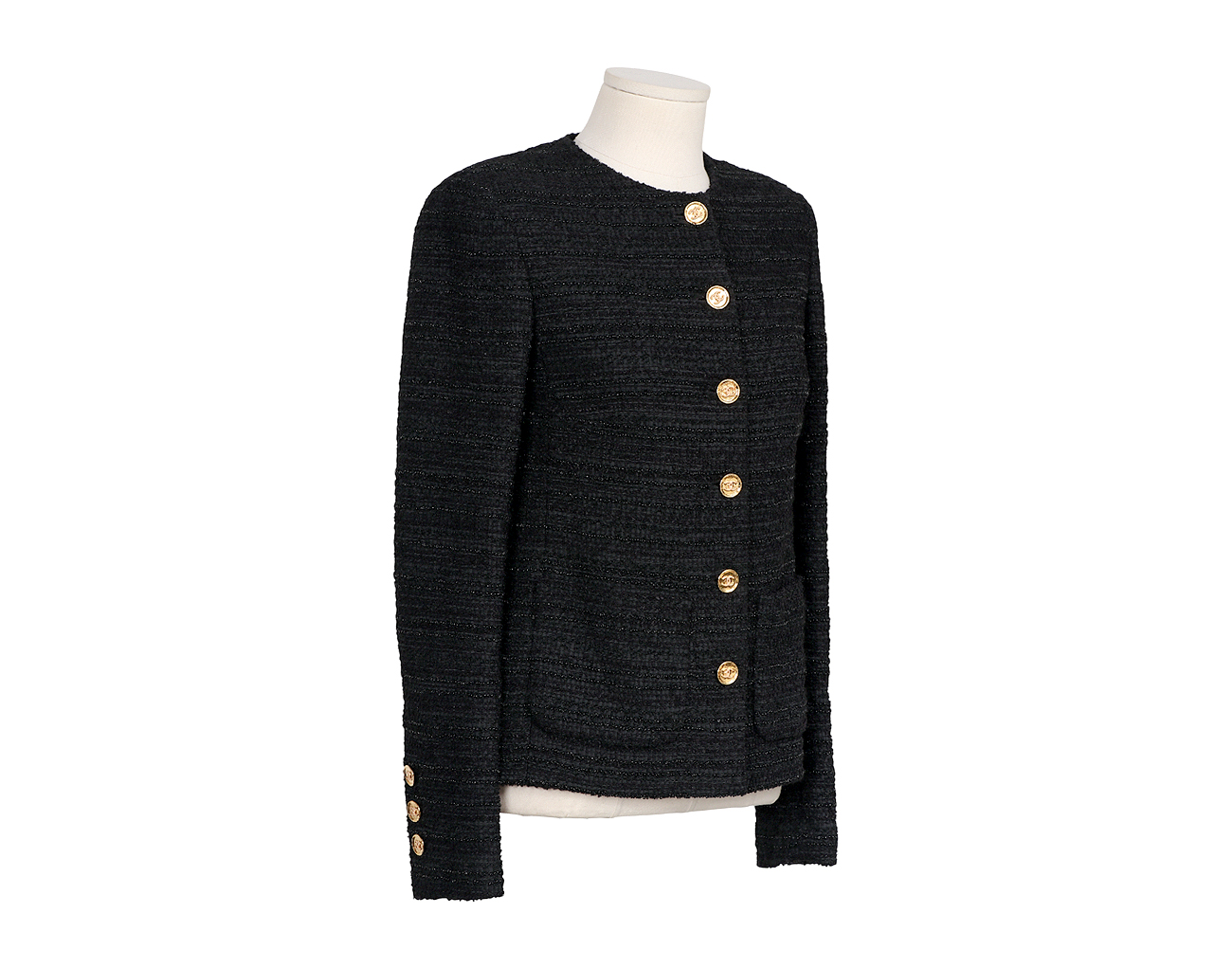 샤넬 트위드 재킷 블랙 34