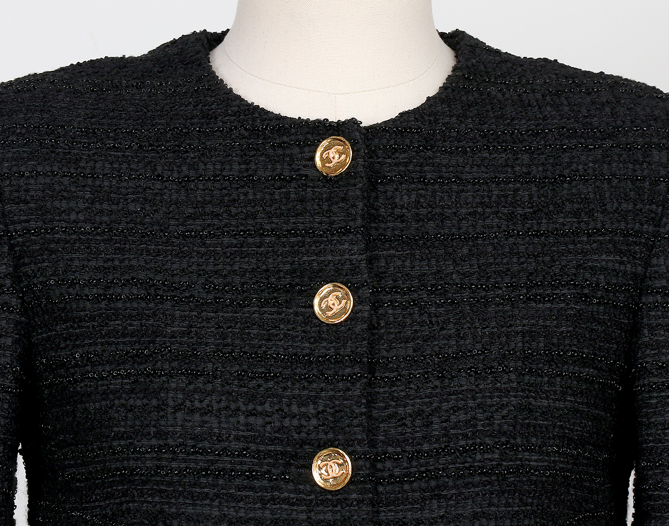 샤넬 트위드 재킷 블랙 34