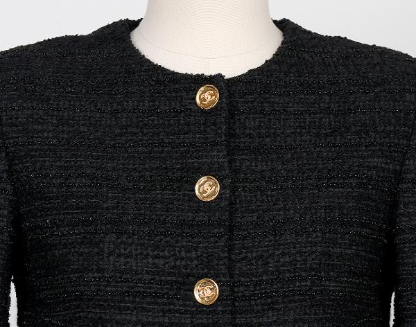 샤넬 트위드 재킷 블랙 34