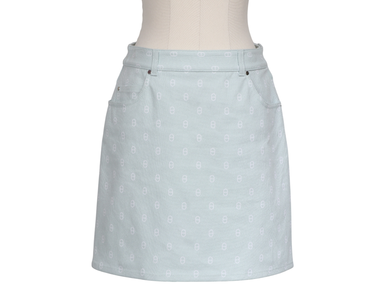 에르메스 샹달 데님 미니 스커트 베르트 엠브룬 38