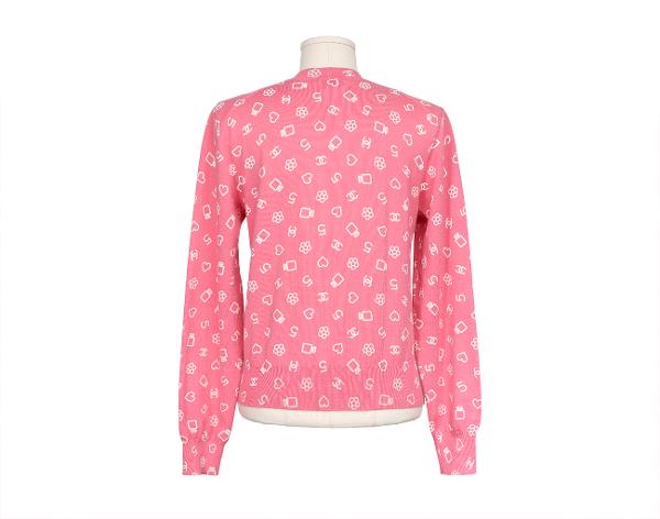 샤넬 브이넥 풀오버 핑크 화이트 36