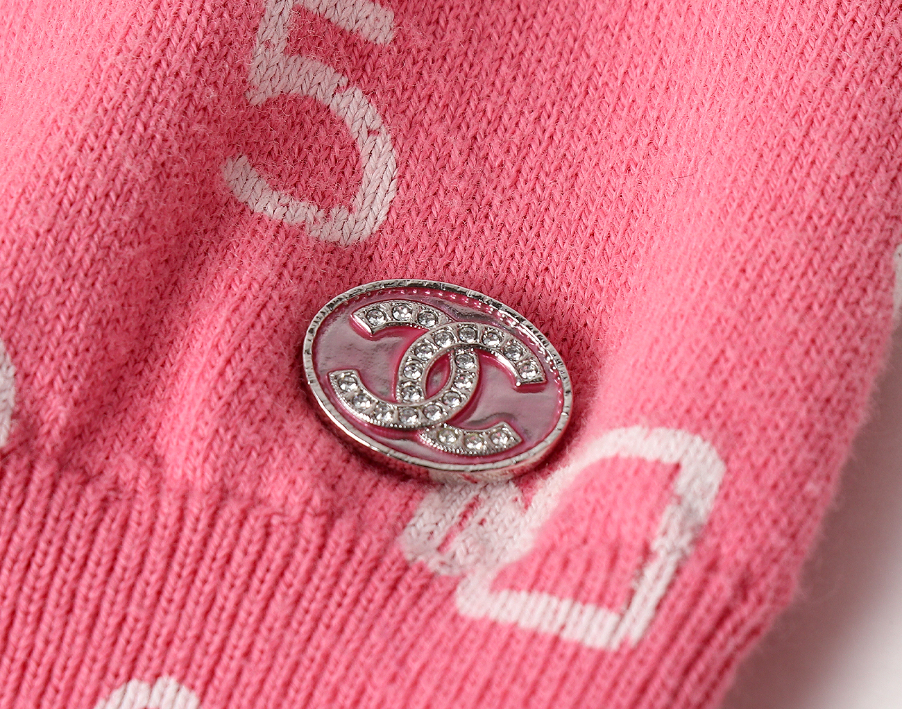 샤넬 브이넥 풀오버 핑크 화이트 36