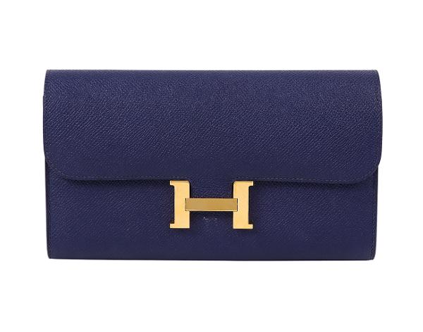 에르메스 콘스탄스 장지갑 블루 사파이어 금장 C